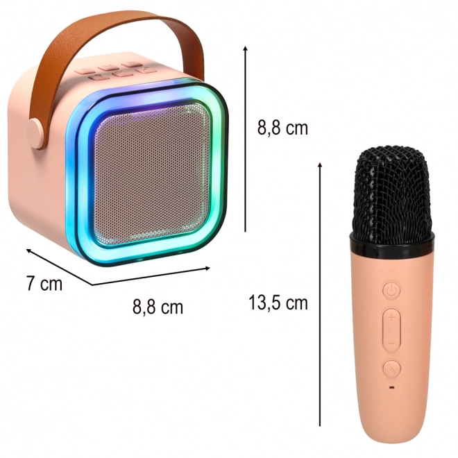 Karaoke sæt 2 mikrofoner + bærbar højttaler BLUETOOTH USB LED pink