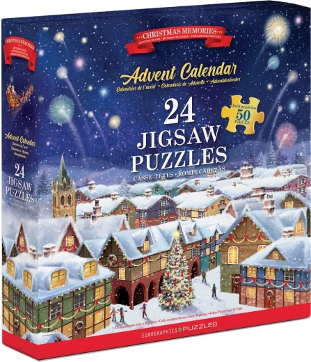 Puslespils adventskalender: juleminder 24×50 brikker EUROGRAPHICS