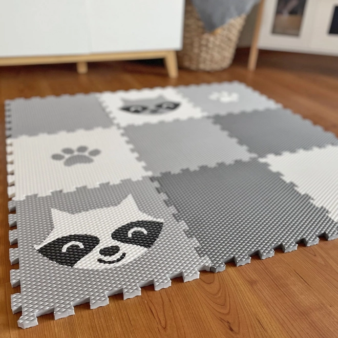 Minideckfloor gulv 9 dele - vaskebjørn og pote