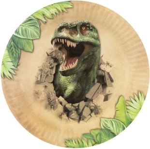 Papirtallerkener med dinosaurer 22,5 cm, 6 stk.
