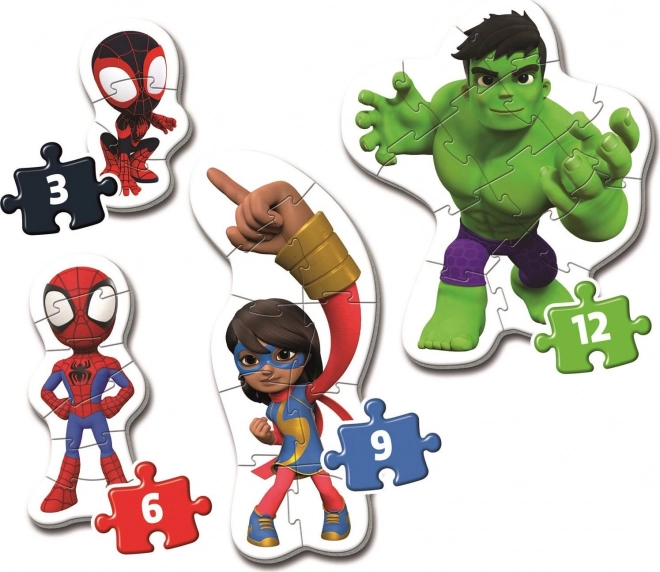 CLEMENTONI Mine første puslespil Spidey og hans fantastiske venner 4i1 (3,6,9,12 brikker)