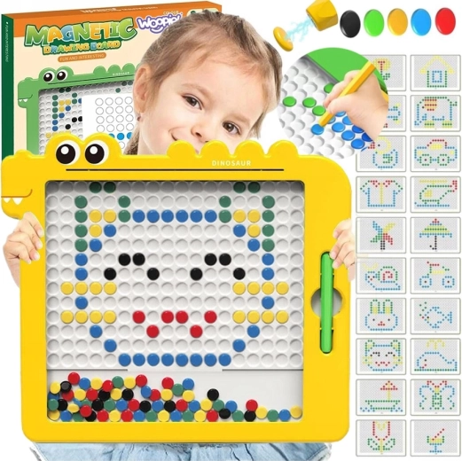 Magnetisk tavle WOOPIE MAGPAD dinosaur, montessori, 110 magnetknapper