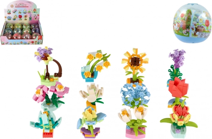 Byggesæt med mini-blomster i kapsel – kreative plastikblomster 6 cm, mix af arter