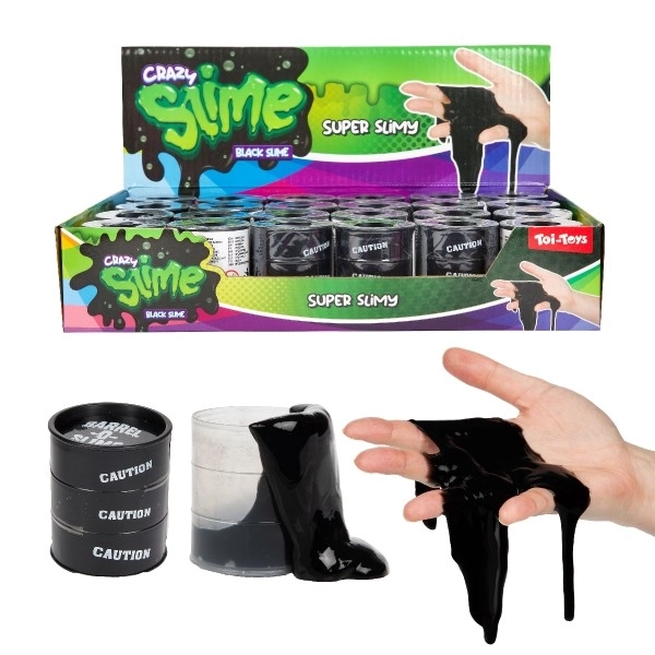 Slime - stof i tønde 5cm sort 24stk i boks