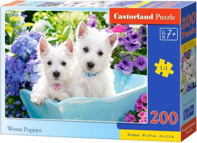 Puslespil 200 brikker – westie-hvalpe