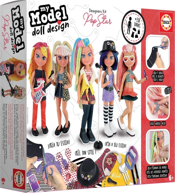 EDUCA Kreativt sæt My Model Doll Design: Popstjerne