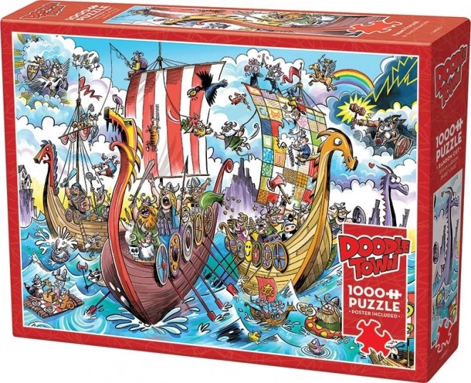 Puzzle DoodleTown: Vikingefærd 1000 brikker