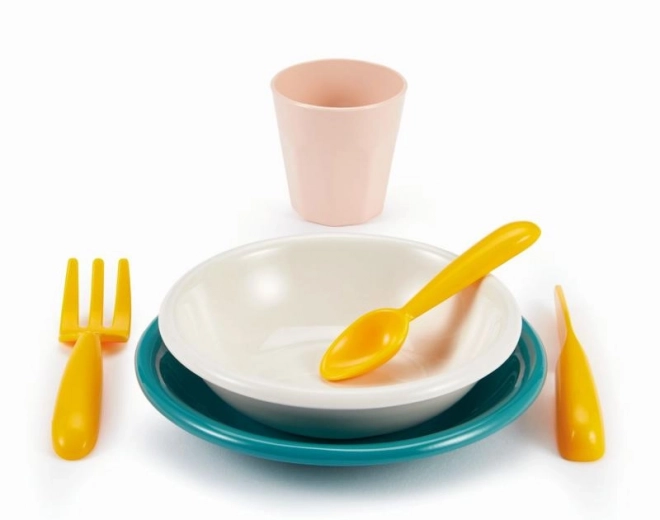 Farverigt plastiksæt til picnic