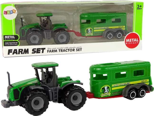 Grøn traktor med trailer – landbrugssæt til børn
