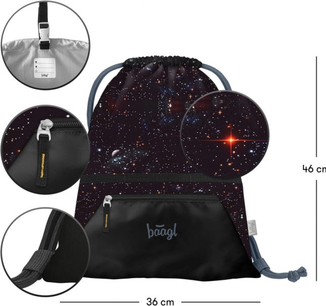 Skole sæt BAAGL: Zippy Plus Pixel Space - skoletaske, pennalhus, pose
