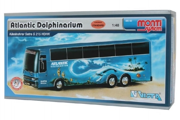 Byggesæt Monti System MS 50 Atlantic Dolphinarium Bus 1:48 i kasse 31,5x16,5x7,5cm
