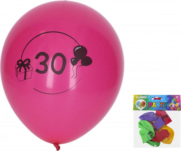 Oppustelige balloner 30 cm med tallet 30 – sæt med 5 stk.