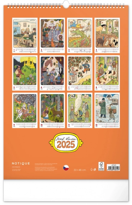 Vægkalender Josef Lada 2025, 33 × 46 cm