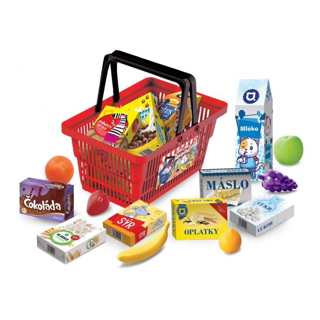 Mini shoppingkurv med tilbehør og læring
