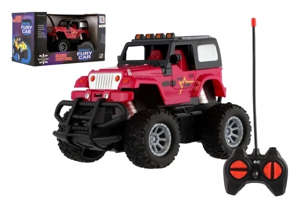 Auto RC terrængående 14cm plast 27MHz med lys i boks 20x11x10cm – Růžové