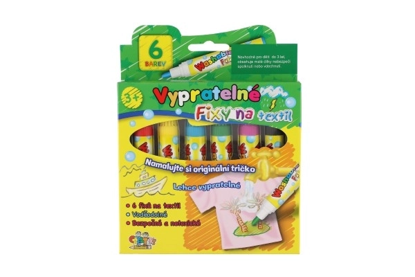Tuscher til tekstil vaskbare 6 stk i æske 13x13cm