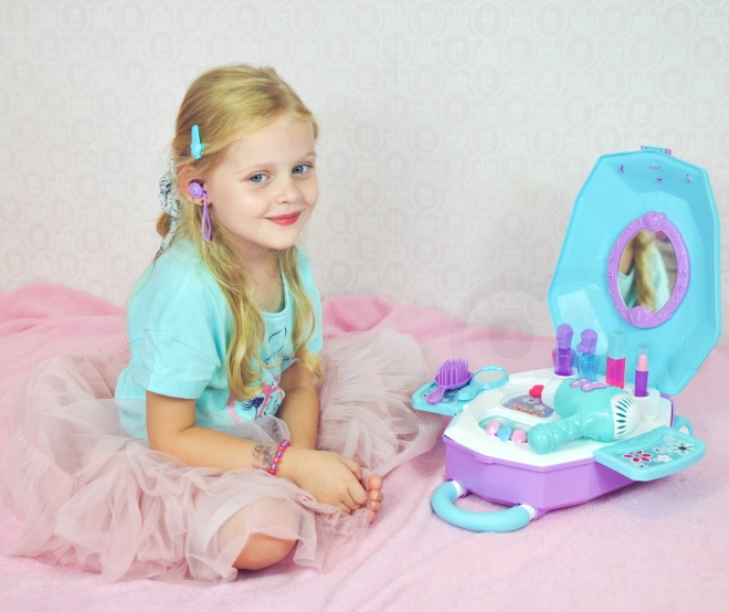 Toiletbord til piger 2-i-1 Smuk salon WOOPIE i kuffert