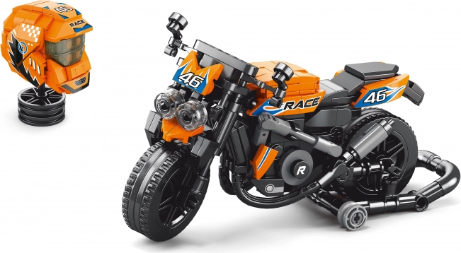 Byggesæt motorcykel med hjelm 17 cm
