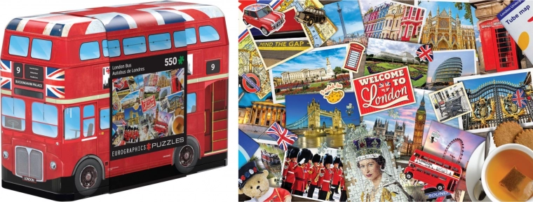 Eurographics puslespil i blikæske London-bus 550 brikker