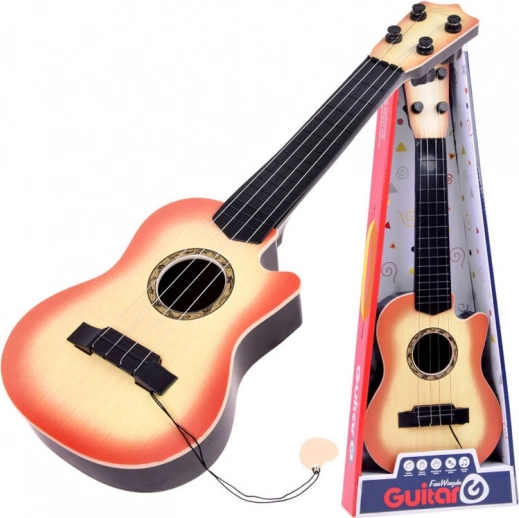 Børneguitar med 4 strenge og plekter – Natur