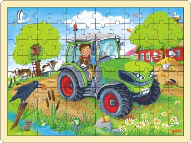 Goki træpuslespil traktor 96 brikker
