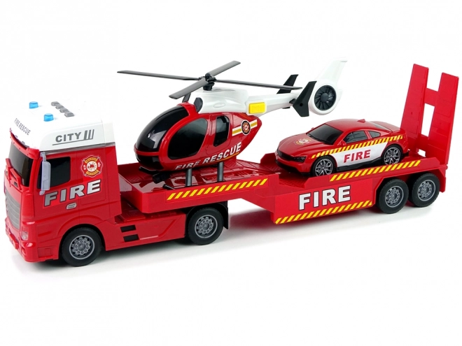Brandmandsæt Truck Truck Helikopter Lyd Lys Rød