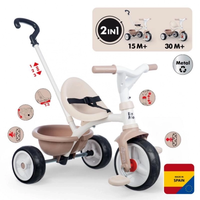 Tretaktcykel til børn Be Move i beige farve