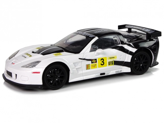 Racer fjernstyret bil R/C 1:18 Corvette C6.R Hvid 2.4 G Lys