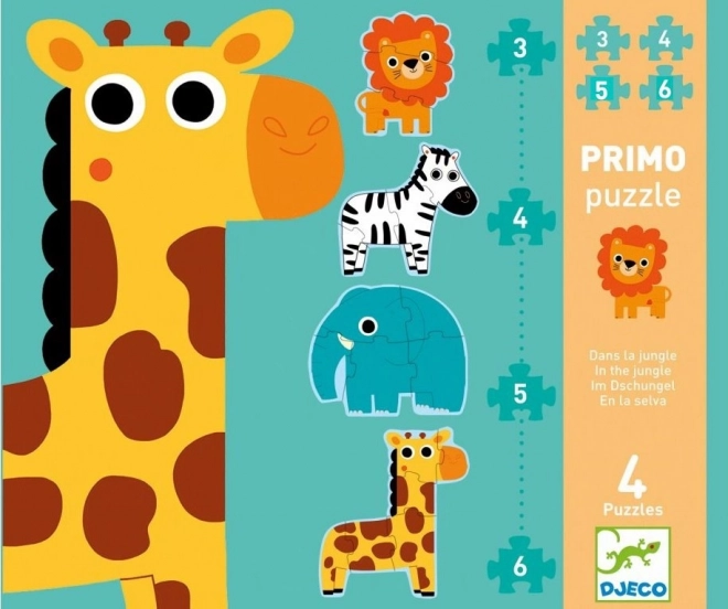 DJECO puslespil jungle 4 i 1 til børn (3–6 brikker)