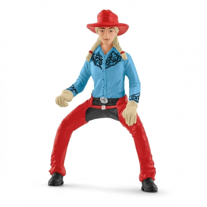 Sæt af figurer Farm World Cowgirl og Løb om Tønden