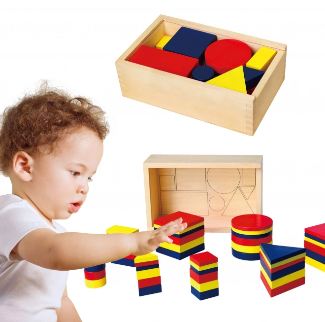 Træ logiske klodser geometriske former Viga Toys Montessori