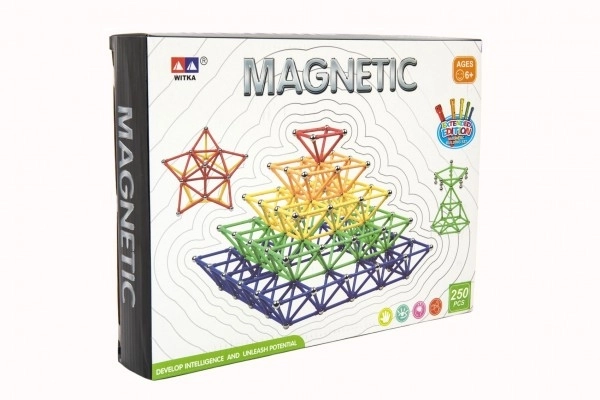 Magnetisk byggesæt 250 stk plast/metal i kassen 31x23x5cm