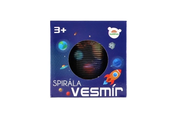Spiral/Fjeder univers plast diameter 6,5cm 2 farver i æske 7x7x7cm