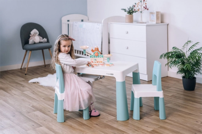 Plastbord med stole FREEON Neo hvid og rosa