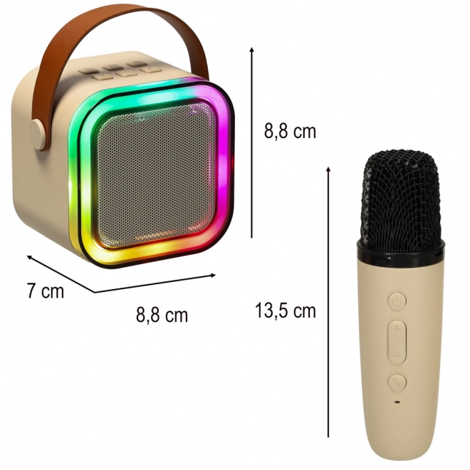 Karaoke sæt 2 mikrofoner + bærbar højttaler BLUETOOTH USB LED beige farve