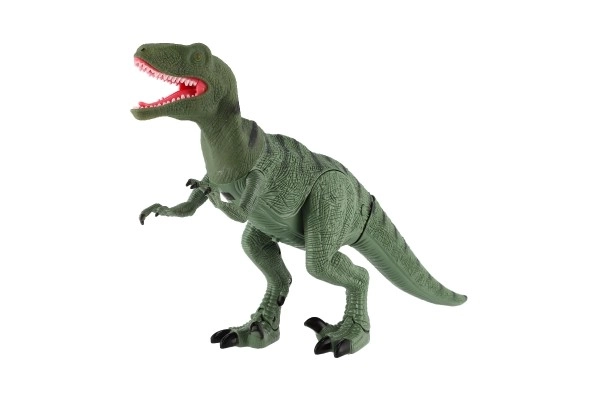 Dinosaurus gående IC velociraptor plast 50cm på batteri med lyd og lys i kasse 53x32,5x12cm