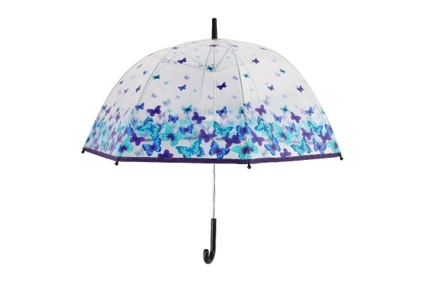 Gennemsigtig paraply med sommerfugle plast/metal 80 cm i pose