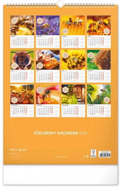 NOTIQUE Vægkalender for Biavl 2025, 33 x 46 cm