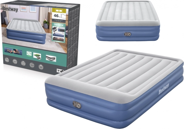 Oppustelig madras 203 × 152 × 46 cm BESTWAY med indbygget pumpe