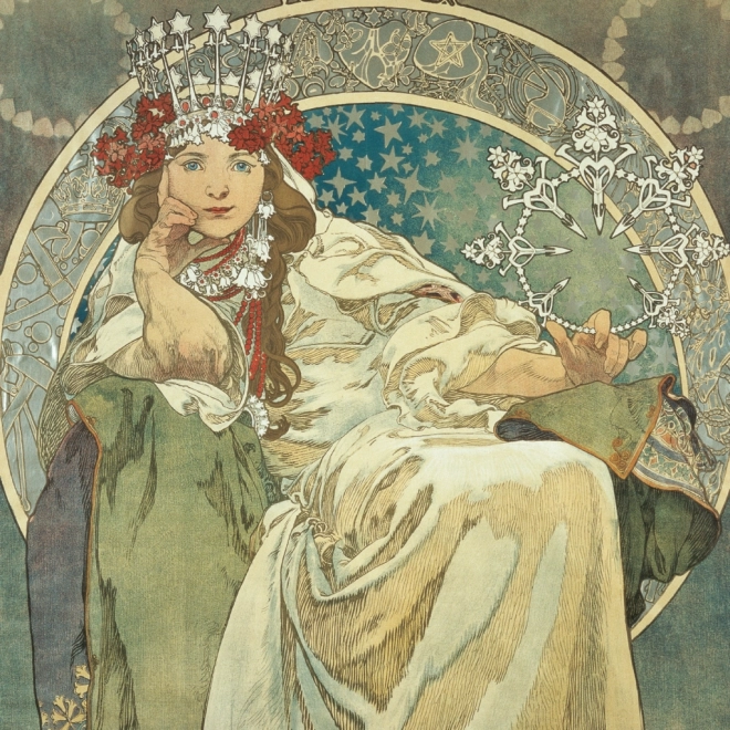 Notekalender Alfons Mucha 2025, 30 × 30 cm