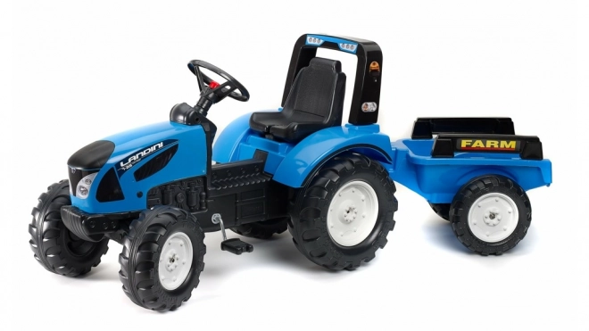 Landini traktor blå med pedaler og anhænger til børn fra 3 år