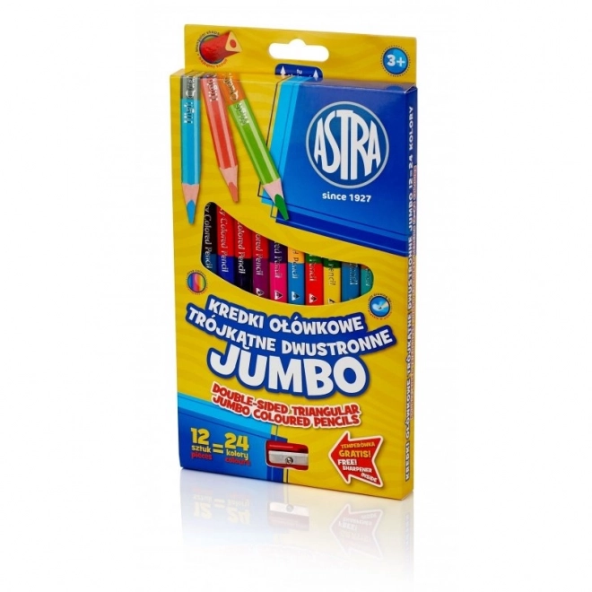 ASTRA Trekantede dobbeltendede farveblyanter JUMBO 12 stk, 24 farver