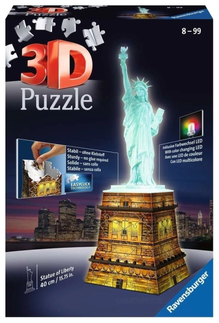 Lysende 3D-puslespil Frihedsgudinden Natserie 108 dele