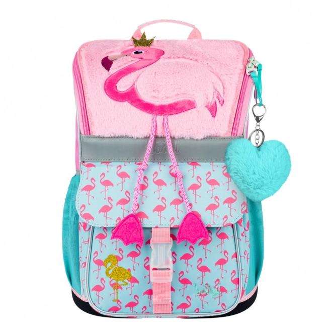 Skolerygsæk med flamingo motiv