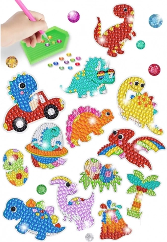 Farverige klistermærker med dinosaurmotiver
