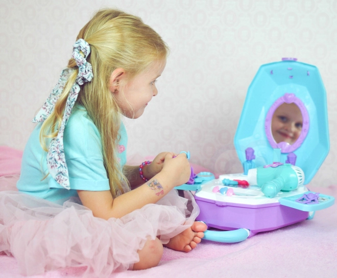 Toiletbord til piger 2-i-1 Smuk salon WOOPIE i kuffert