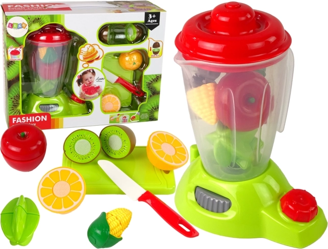 Legetøjsblender med frugt på velcro med lys og lyde