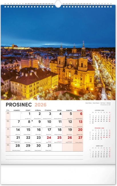 Vægkalender Prag 2026