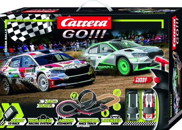 racerbane Carrera GO Škoda Rally 4,9 m med loop og to Fabia RS Rally2-biler