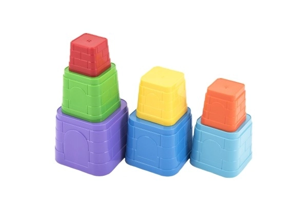 Kubus pyramide puslespil i plast, firkantet farverig 7 stk i pose 12m+